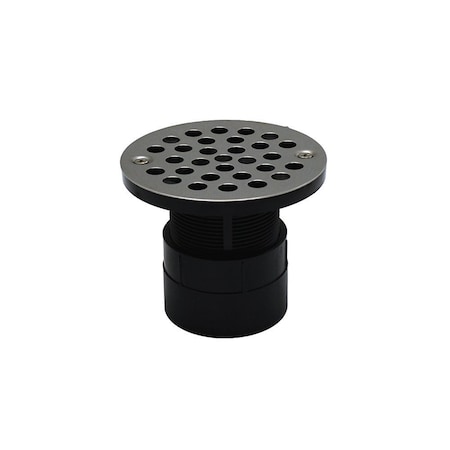 Jones Stephens 2in. ABS Over Pipe Fit Drain Base with 2in. Plastic Spud and 4in. Stainless Steel Strainer D53191